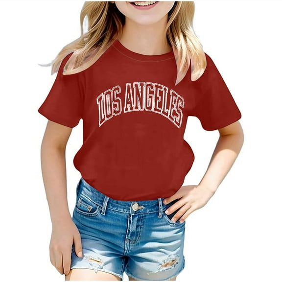HERESOM Girls Shirts Short Sleeve Graphic T-Shirt Round Neck Crop Top Summer Fashion Girls And Boy T-Shirt Tee for 3-12 Years