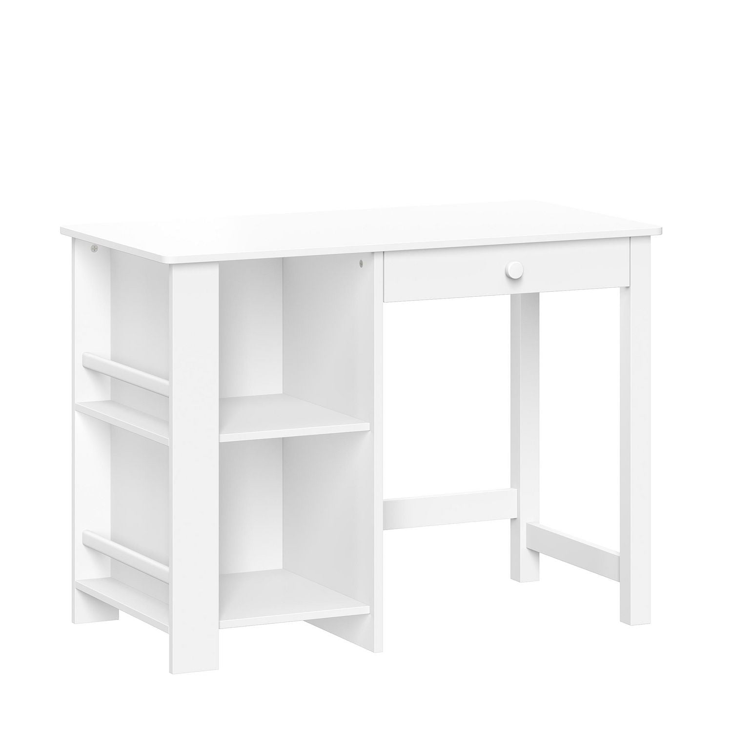 Kids Desk and Chair Set with Cubbies and Bookracks – White