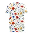 thumbnail image 5 of Dazajoo Womens Button Short Sleeve Tops Summer Slant Collar Floral Print Trendy Shirts for Women 2024 Casual V Neck Loose Fit Blouses,White,XL, 5 of 5