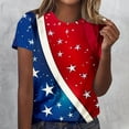 thumbnail image 2 of Cavosen Short Sleeve Tops for Women Crew Neck Stars Stripes Patriotic Tee Red White and Blue Graphic Shirt Summer Loose Tops, 2 of 5