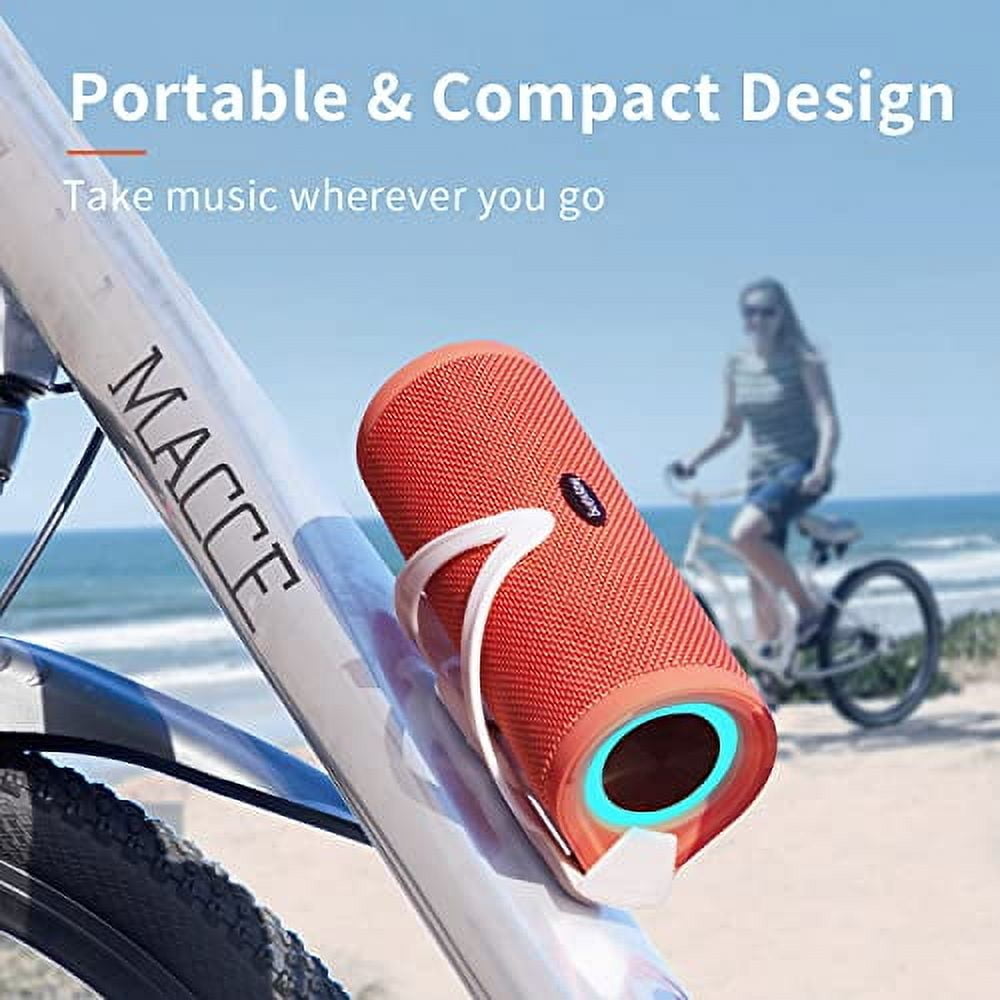 HEYSONG Portable Bluetooth Speaker, Waterproof Wireless Shower Speakers with Good Bass, IPX7 Floating, 5000mAh, TF Card, Loud Sound for Beach, Pool, Kayak Accessories, Gifts for Woman, Girl - Red