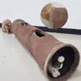 thumbnail image 1 of de gato portátil, tubo interactivo, juguete plegable con pelota de , escondite, tienda de para mascotas, cueva para animales - Los 30x30x130cm Marrón L 30x130cm Salvador Túnel de gato, 1 of 10