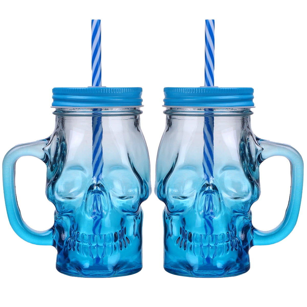 ON SALE 2 Skeleton Halloween Plastic  Container Drink Cups Stemmed Goblets NEW 