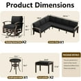 thumbnail image 2 of ASJMR Aluminum L-Shaped Sectional Sofa Set with 2 Swivel Rocking Chairs And 2 Footstools,10-seat Outdoor Patio Furniture Conversation Set,Black, 2 of 7