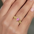 thumbnail image 4 of Gem Stone King 18K Yellow Gold Plated Silver Pink Mystic Topaz and White Moissanite Halo Ring for Women | 1.13 Cttw | Heart Shape 6MM | Gemstone November Birthstone | Size 8, 4 of 6