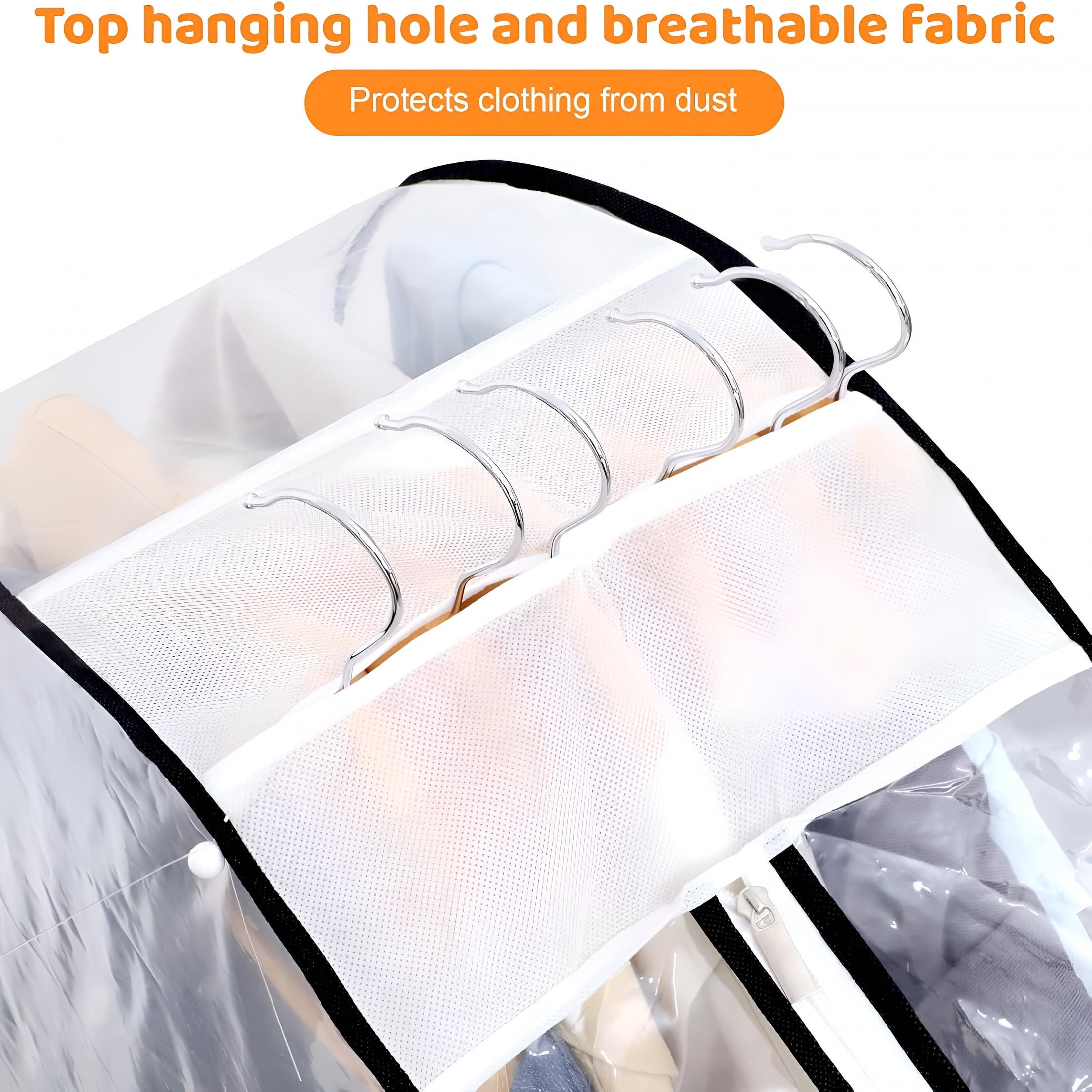MISSMILE 4 Pack Full Clear Garment Bags with Side Zipper,40" Clothes Covers with 10" Gusset,Transparent Hanging Suit & Coat Covers for Closet Storage,Jackets,Dresses,Windbreakers