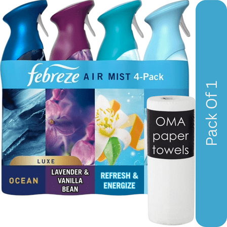 Febreze Air Effects Air Freshener Spray – Mixed Scent (4 ct., 35.2 oz.)-With Paper Towel By OMA
