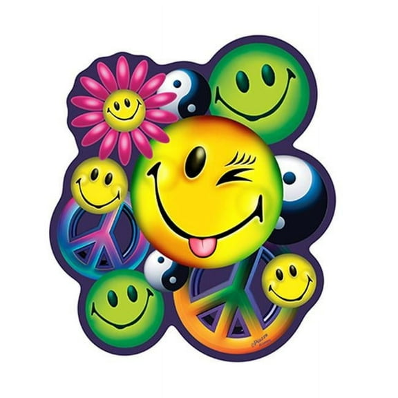 SignMission P-1414 Peace Love Happiness 14 in. Peace Love Happiness Hippie Novelty Sign