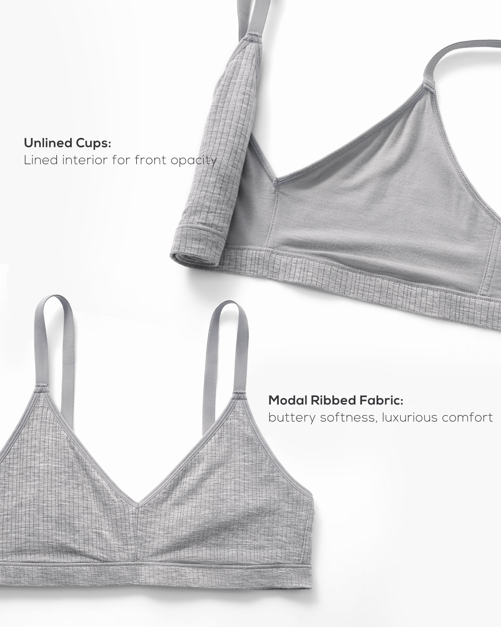 Women's Natrelax No Underwire Comfort Bralette Ribbed Wireless Bra Sleep Unlined V Neck Bras Soft Everyday