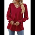 thumbnail image 3 of Blusas de Larga para Mujer 2025, Elegantes, Informales, con Cuello en V, Tipo Túnica, Blusa Holgada de para el Trabajo. Vino Tinto XL, 3 of 6