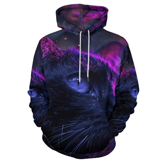 POBUDS Hoodie, Regular Fit Sporty Pullover Hooded Sweatshirt for Men Women Neon Dark Cat S