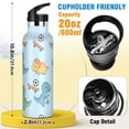 thumbnail image 2 of ALAZA Dinosaur Play Football Pattern Stainless Steel Water Bottle Vacuum Insulated Leak-Proof Tumbler with Straw Handle 20oz, 2 of 6