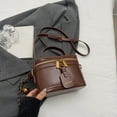 thumbnail image 5 of Sunyuer Women Retro PU Leather Bucket Bag Zipper Closure Small Crossbody Handbags with Pendant Shoulder Tote Handbag Casual Shopper, 5 of 17