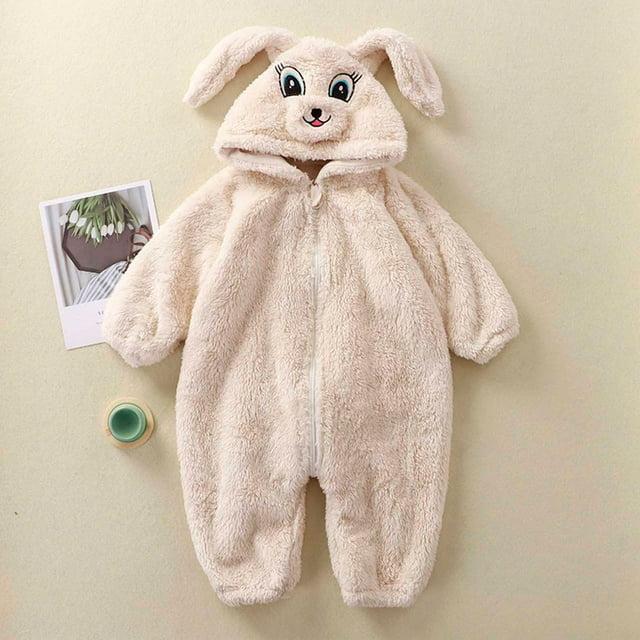 LSLJS Automne Hiver Nourrisson Tout-Petit Bébé Combinaison à Capuche en Peluche Barboteuses Manches Longues en Poils de Lapin Combinaison de Neige à Capuche Grenouillères Vêtements d'Extérieur Tenues