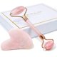 thumbnail image 1 of Jade Roller & Gua Sha, Rodillo facial, Rodillo de belleza facial Herramientas para el cuidado de la piel, Masajeador de cuarzo rosa Baimei para rostro, ojos, cuello, Relajación muscular corporal y R,1 Feliz Sencillez, 1 of 5