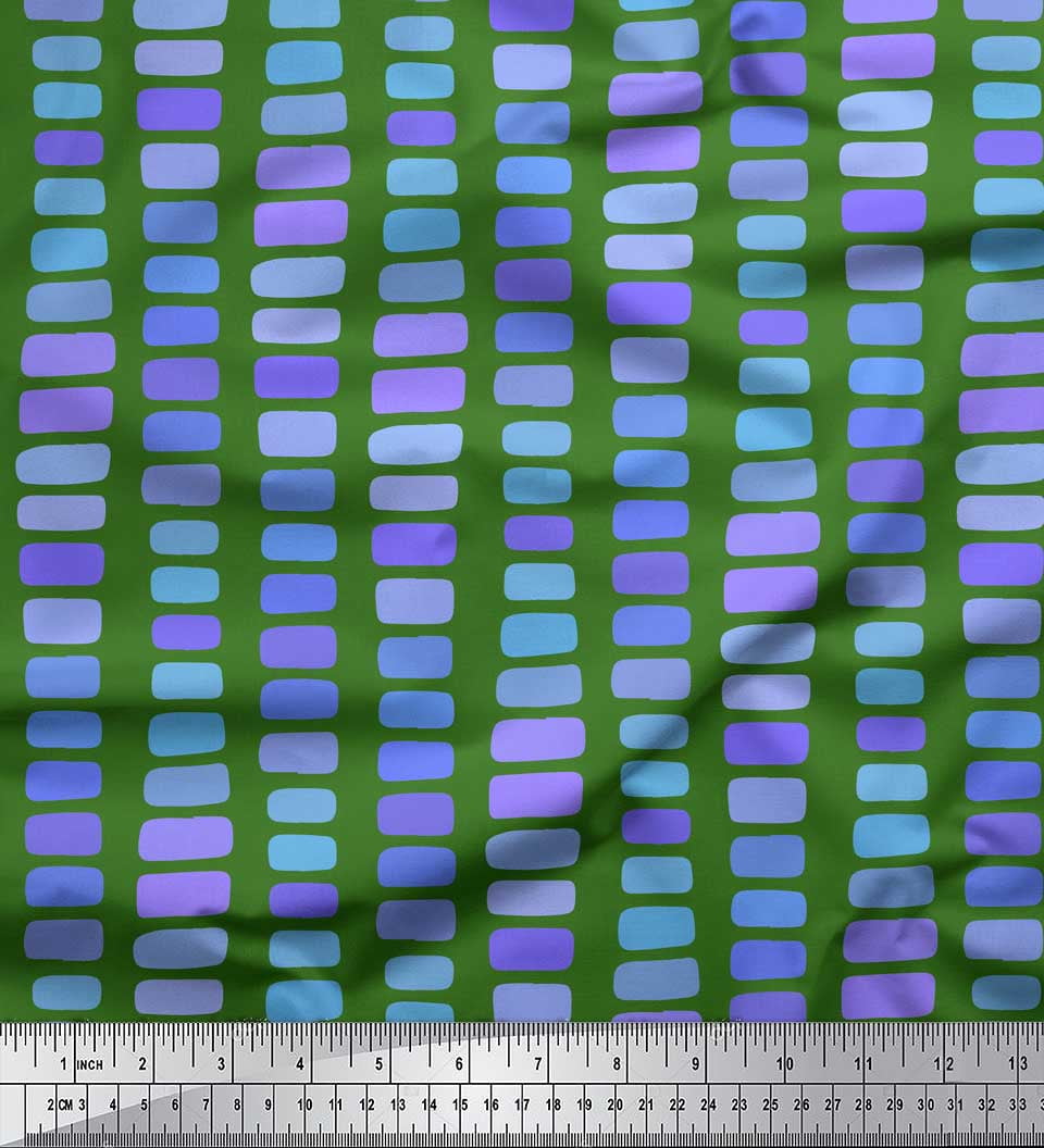 Soimoi Green Poly Georgette Fabric Brush Stroke Abstract Decor Fabric Printed Yard 42 Inch Wide