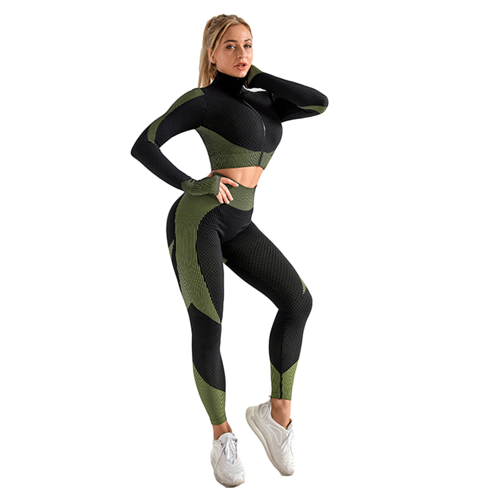 Details about   Womens Seamless Yoga Set Fitness Sports Suits Gym Clothing Crop Top and Legging 