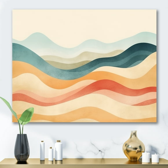 Designart Minimalism Wall art, Desert Drifts in Minimalism , Abstract Minimalism Wall art decor, Blue Modern Canvas wall art, 44x34 inches