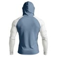 thumbnail image 5 of Gaukiv Men's Hooded Shirts Color Block Long Sleeve Sun Tops Outdoor Tees Light Blue 3XL, 5 of 5