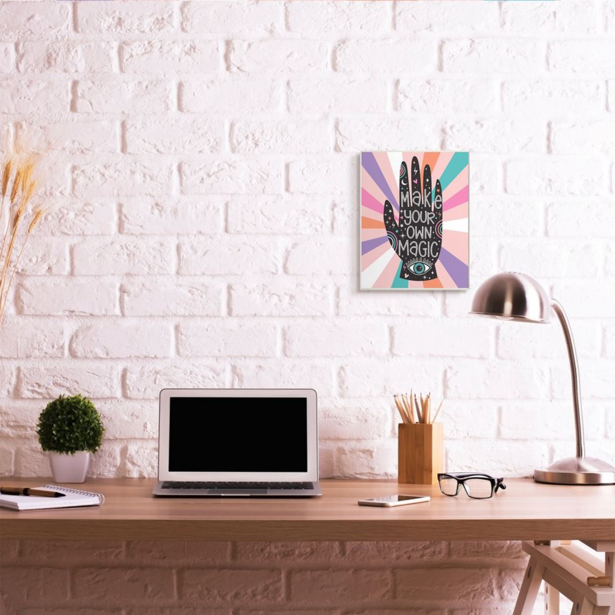 Stupell Industries Make Your Own Magic Phrase Colorful Pink Stripes Design by Ilis Avilés