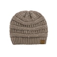 thumbnail image 1 of C.C Women's Sparkly Sequins Warm Soft Stretch Cable Knit Beanie Hat-Taupe, 1 of 3