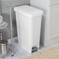thumbnail image 5 of 11 Gallon Slim Step Trash Can, White Pedal-Operated Lid, Textured Indoor Kitchen Trashcan, 5 of 8