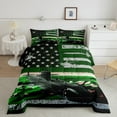 thumbnail image 2 of American Flag Bedding, Retro Camo Aircraft Comforter Set Vintage Retro Stars And Stripes Bedding Sets, Airplane Army Force Theme Duvet Set With 1 Pillowcase, Green, 2 of 6