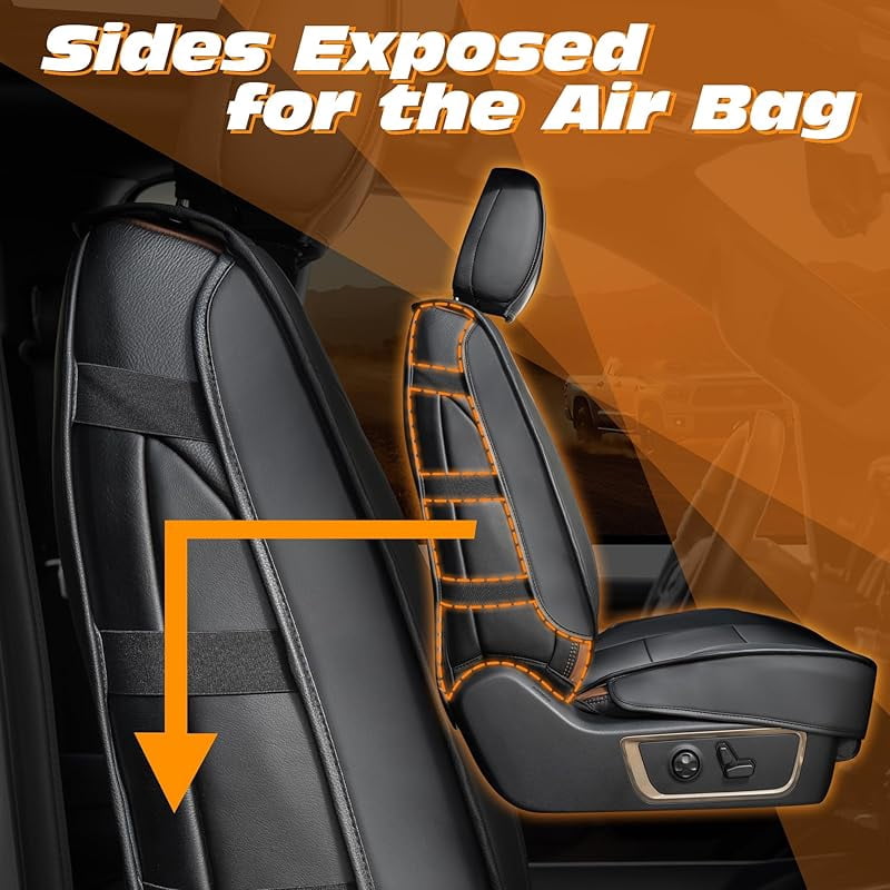Seat Covers for 2007-2013 & 2019-2025 Chevy Silverado/GMC Sierra 1500 Crew Cab & 2020-2025 Chevrolet/GMC 2500HD/3500HD|Full Set for Truck |Front & Rear, Black