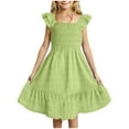 thumbnail image 2 of Gubotare Girls Tulle Dress Girls Cartoon Appliques Dress Summer Short Sleeve Dresses Casual Skirt Size 11-12T (Green,11-12 Years), 2 of 5