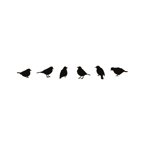 Set of 6 Vinyl Wall Art Decals - Birds - From 2.3" To 4.5" Each - Cute Animal Decor For Window Mirror Luggage Car Bumper Laptop Computer - Trendy Minimalist Peel And Stick Skin Sticker Designs