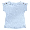 thumbnail image 7 of CAIVO Women Blouses Dressy Casual Solid Color Jacquard Hollow Short Sleeved Tops O-Neck Boho Shirts, 7 of 7