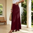 thumbnail image 4 of IUYRTFE Women Elastic Waist Cotton Linen Midi Skirt Solid Color Casual A Line Skirt for Summer Vacation Daily Wear, 4 of 7
