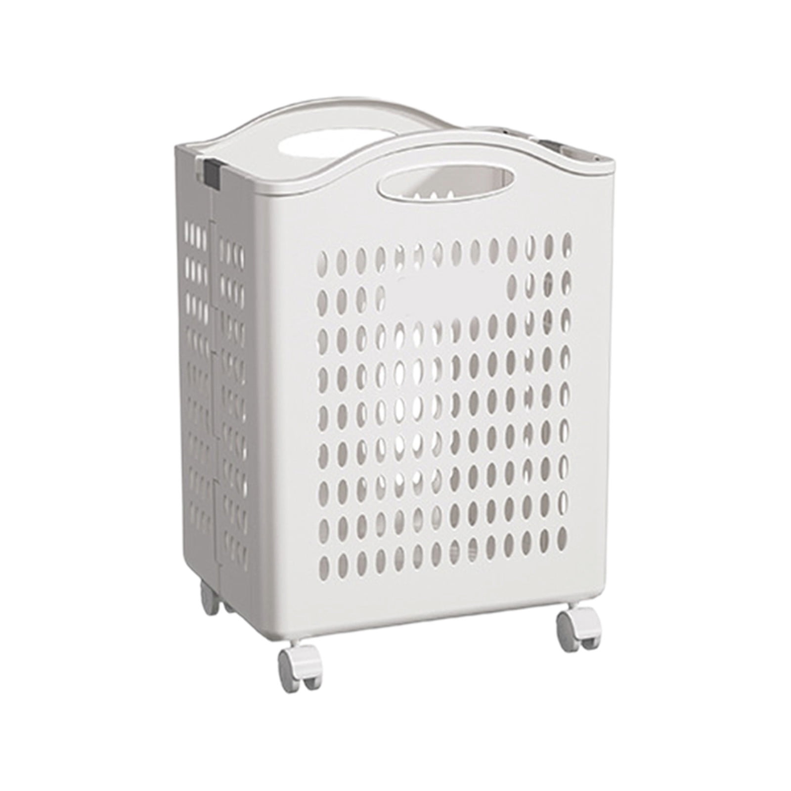 Xuniizn Laundry Hamper, 54L Collapsible Laundry Basket with Wheels,Waterproof Hamper with Handle, Multi Functional Laundry Sorter and Organizer, Tall Baskets for Organizing, White