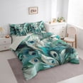 thumbnail image 3 of Manfei Peacock Feather 7pcs Bedding Comforter Set,Abstract Art Queen Bedding Sets,Green Blue Queen Sheet Sets For Girl,Microfiber Bedroom Decor Reversible, 3 of 8
