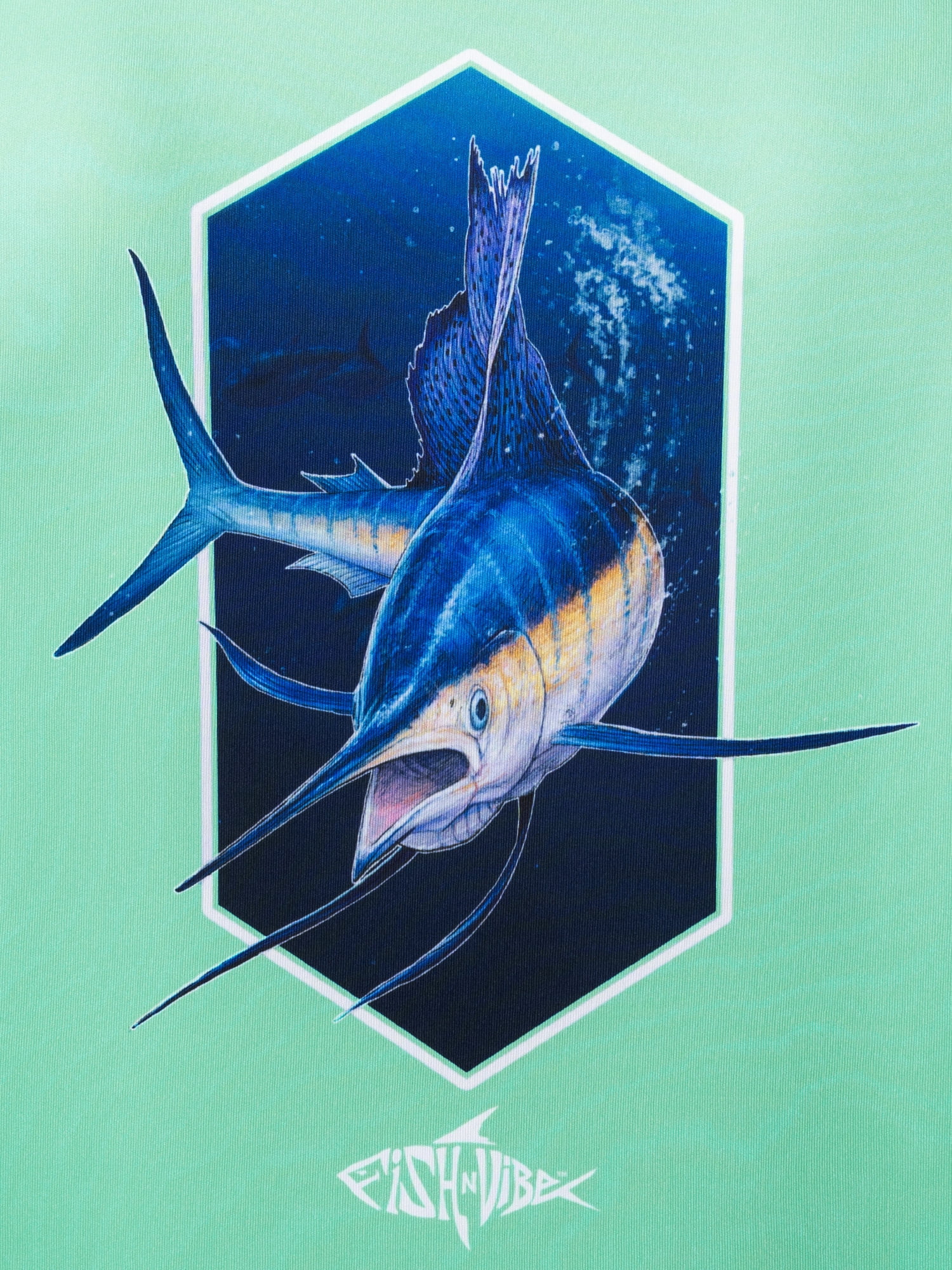 Fish N Vibe Men's Long Sleeve Performance Fishing Graphic Tee, Florida Keys, L
