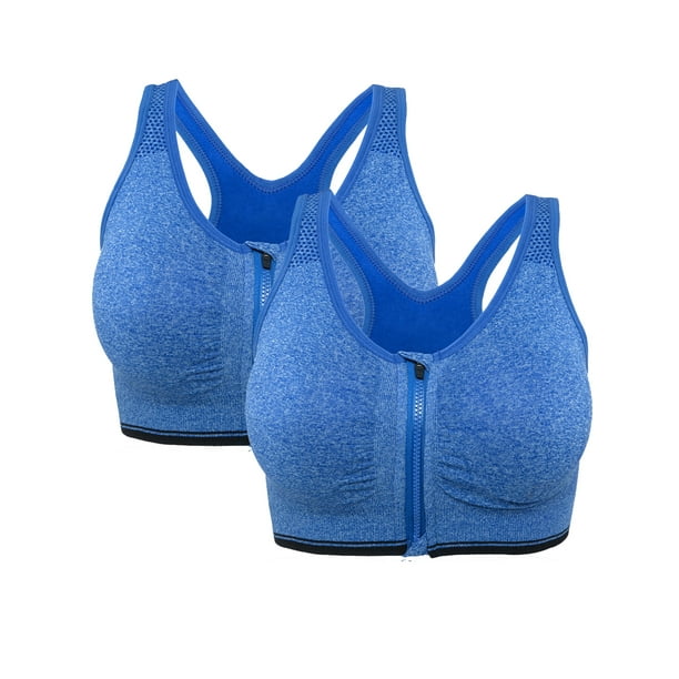 YouLoveIt YouLoveIt Women's Sports Bra, 2 pack Front Zipper Closure