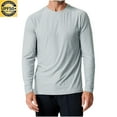 thumbnail image 2 of yoeyez Men's Sun Protection Shirts Solid Color Long Sleeve Sunscreen Shirt Lightweight Breathable Spf Rash Guard for Fishing Hiking Swimming Running Silver,M, 2 of 7