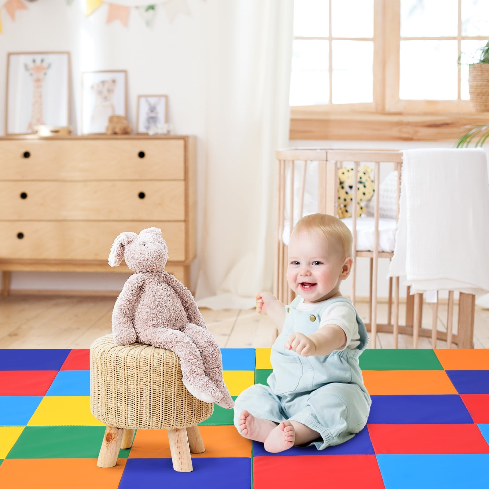 Infans 58" Toddler Foam Play Mat Baby Folding Activity Floor Mat Home School Daycare