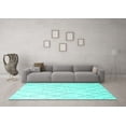 thumbnail image 3 of Ahgly Company Machine Washable Indoor Rectangle Oriental Turquoise Blue Industrial Area Rugs, 5' x 8', 3 of 4