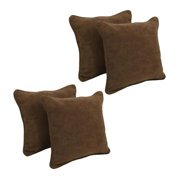 18-inch Double-corded Solid Microsuede Square Throw Pillows with Inserts (Set of 4) 9810-CD-S4-MS-CH