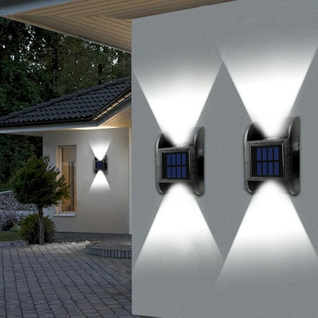 

DagobertNiko Solar Wall Light Up And Down Illuminate Outdoor Sunlight Lamp Ip65 Waterproof Modern Decor For Home Garden Porch Black 2 Pack
