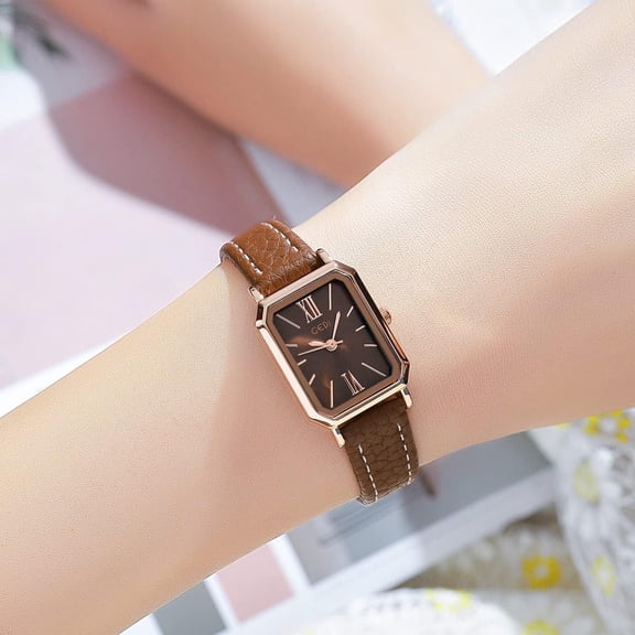 YNTVV-Women Wrist Watch Mini Ultra-Thin Elegant Simple Square Quartz Watches with Leather Strap 30M Waterproof Analog Watches for Females Students Ladies