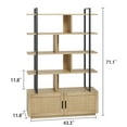 thumbnail image 4 of EastVita 5 Tier Rattan Bookshelf with Storage Cabinet & Door,71.1” Tall Industrial Book Shelf,Open Display Shelves,Wood Color, 4 of 8