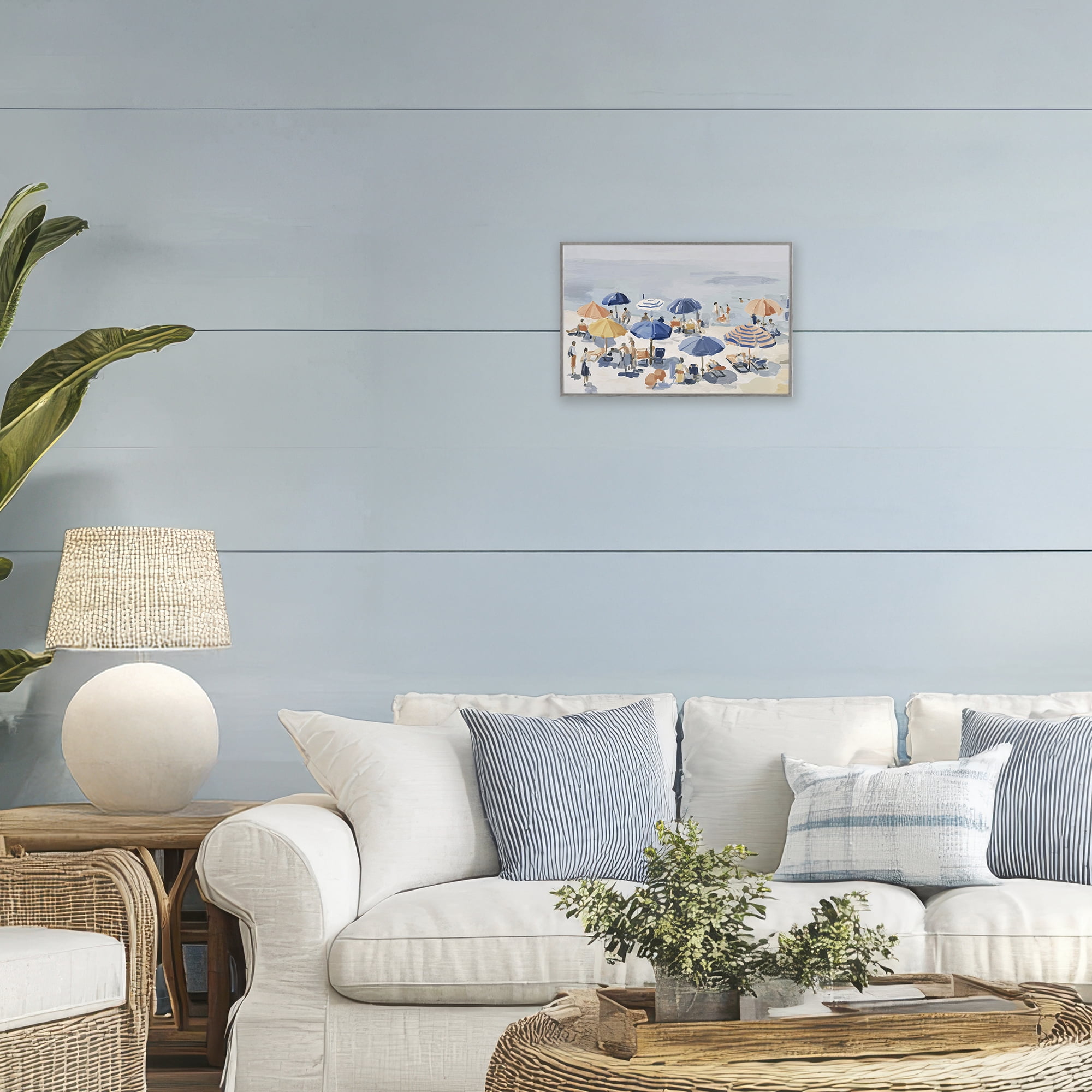 Stupell Industries Summer Fun Beach Crowd Gray Framed Giclee Art, design by Jacky Ngan