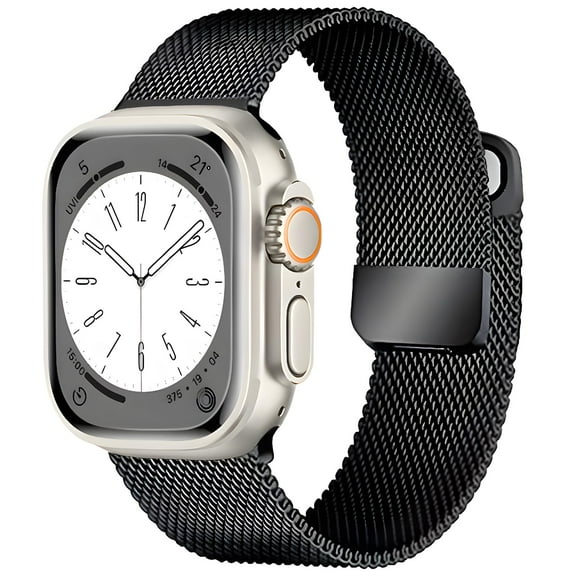 Milanese Loop Band Compatible With Womens Apple Watch Band 40mm 38mm 44mm 45mm 42mm 41mm 46mm 49mm Series 10 9 8 7 6 5 4 3 2 1 SE,Double Magnetic Stainless Steel Strap For IWatch Bands Men Women