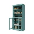 thumbnail image 3 of Palace Imports 100% Solid Wood 32" Pantry Cabinet with Clear Glass Doors and Adjustable Shelves, Aqua Blue, 3 of 6