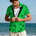 thumbnail image 6 of Qzwdhjm St Patricks Day Tuxedo T-Shirt for Men Shamrock Print Button Down Shirts Short Sleeve V Neck Shirts for Funny Theme Party, 6 of 9