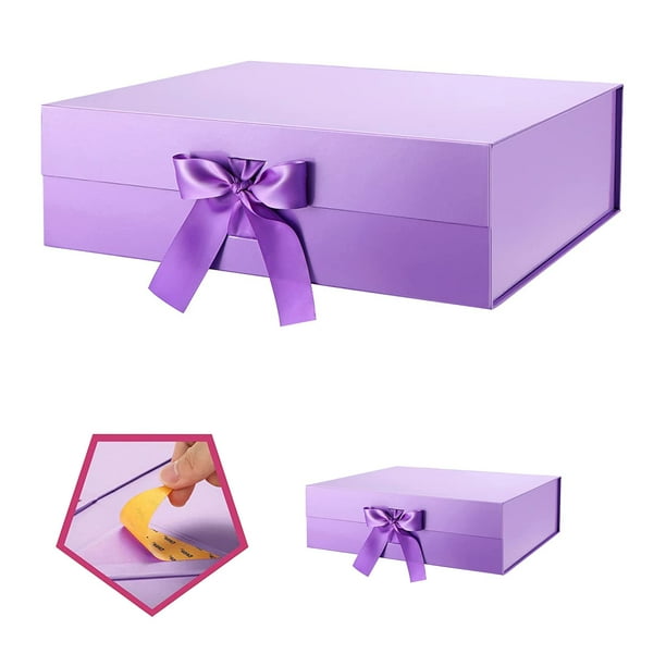 2 Extra Large Gift Boxes with Ribbon 16.3x14.2x5 Inches, Christmas
