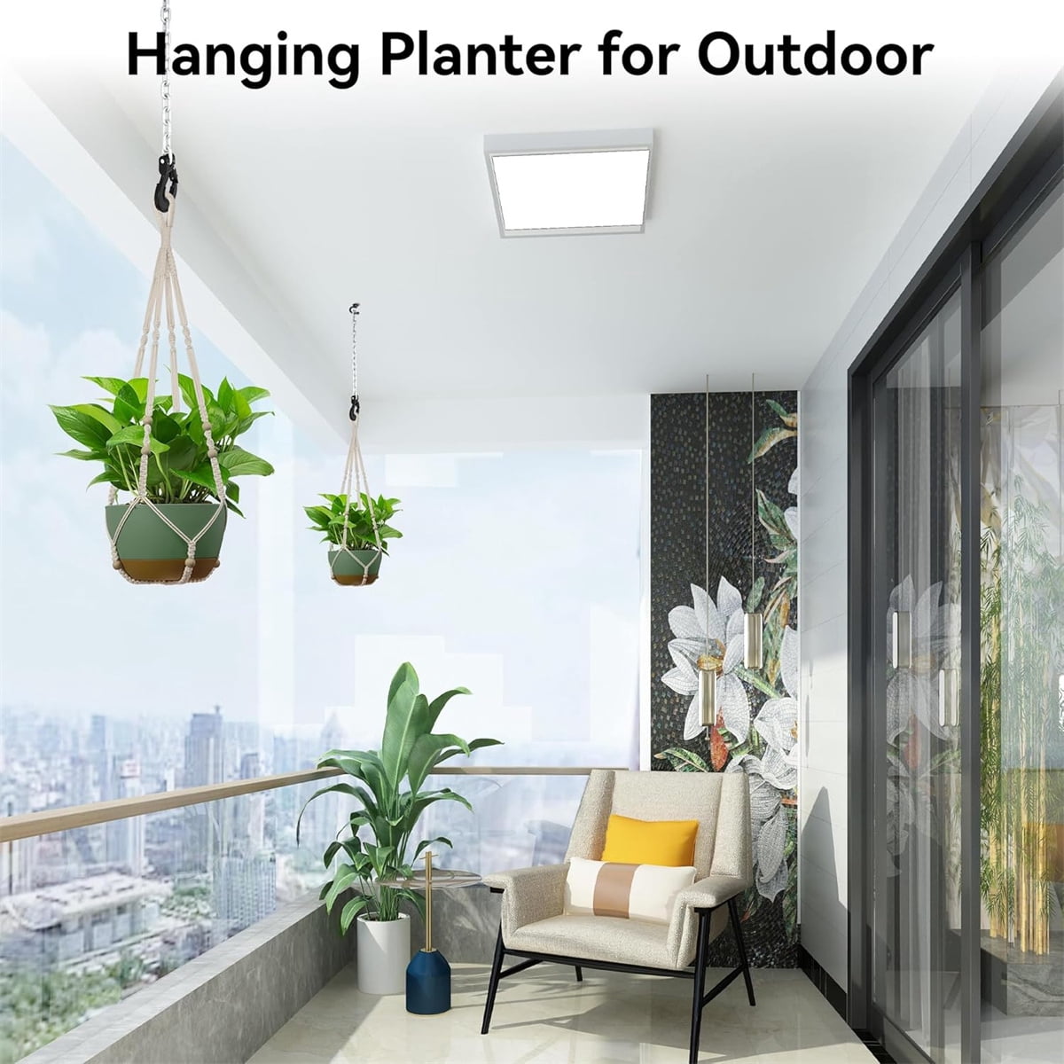 Yahome 3 Pcs Macrame Plant Hanger Indoor Outdoor Hanging Planter for Plants 35 Inch Holder Flower Pot Holder with Decorative Wood Beads & No Tassels, Ivory (Pots Not Included)