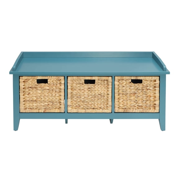 Dtwnek Wood Storage Bench with 3 Drawer